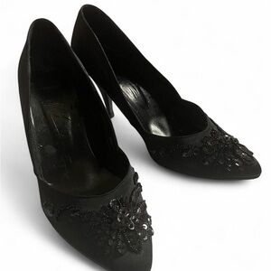 Marie Leon • Vintage Black Sequins High Heel Pumps SIZE - 7.5 • Whimsigoth Glam